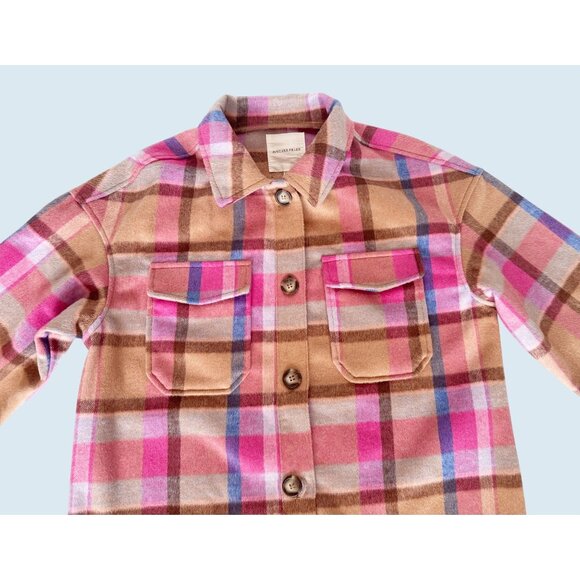AVEC LES FILLES Anthropologie Plaid Flannel Shirt Jacket Shacket Sz S NWT - Picture 3 of 8